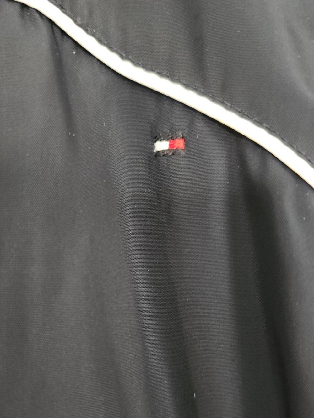 Tommy Hilfiger Navy Hooded Windbreaker with Red & White Trim - Picture 3 of 5